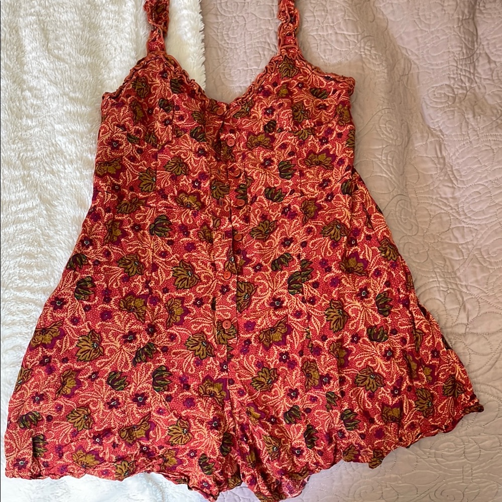 Floral Red Women's Romper